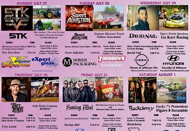 Loaded entertainment lineup set for Cole County fair