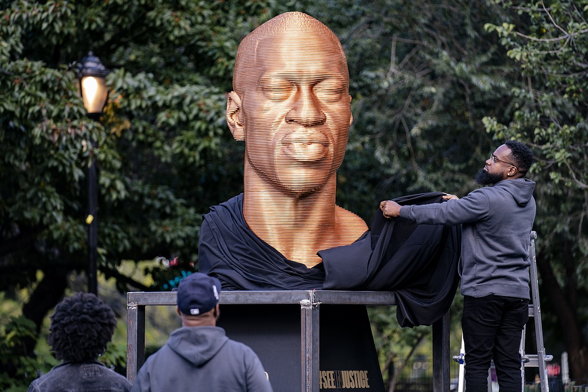 George Floyd memorial statue in New York City defaced again | Jefferson ...