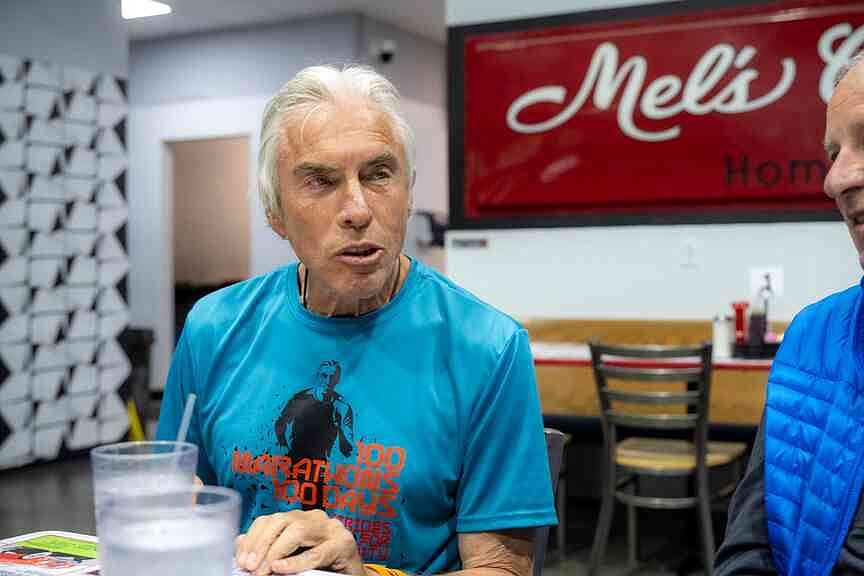 "Movement is medicine." Larry Grogin began running in March in New Jersey and will end his journey in July in Los Ang...