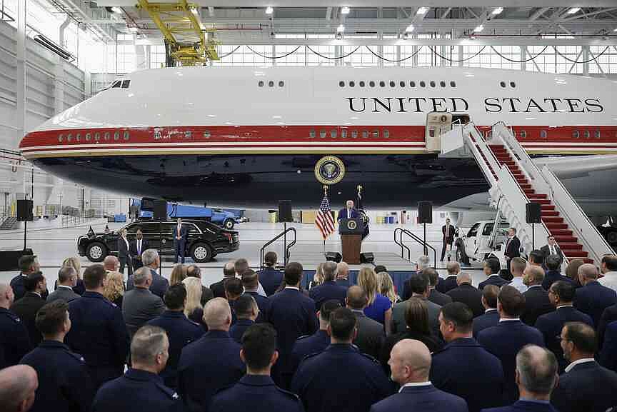 Trump displays Qatar-gifted jet that will serve as Air Force One